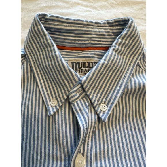 Duluth Trading Co Button Up Flannel Shirt Blue/white Stripe Small 100% Cotton - Picture 4 of 12